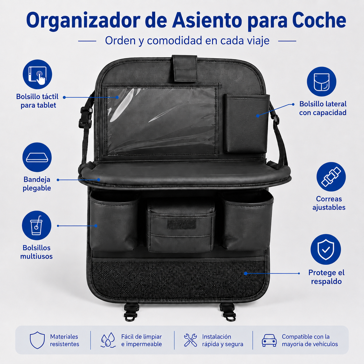 Kit Organizador Asiento Trasero con Mesa Plegable
